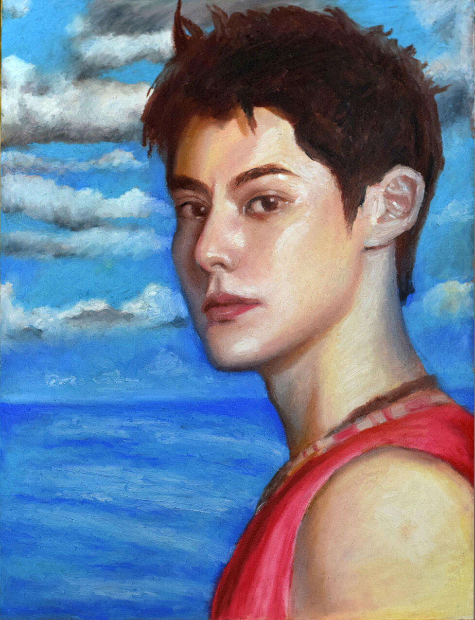 Dylan Wang, Dylan, Portrait, Artwork, Sennelier, Oil Pastels